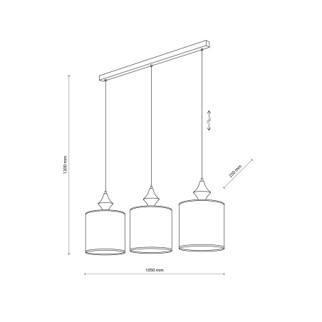 Amura Sabia Lampa Wisząca 3Xe27 Tk Lighting