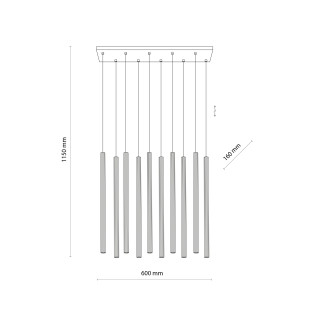 Ferro Black Lampa Wisząca 10Xg9 Listwa Tk Lighting