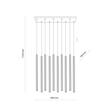 Ferro Sabia Champagne Lampa Wisząca 10Xg9 Listwa Tk Lighting