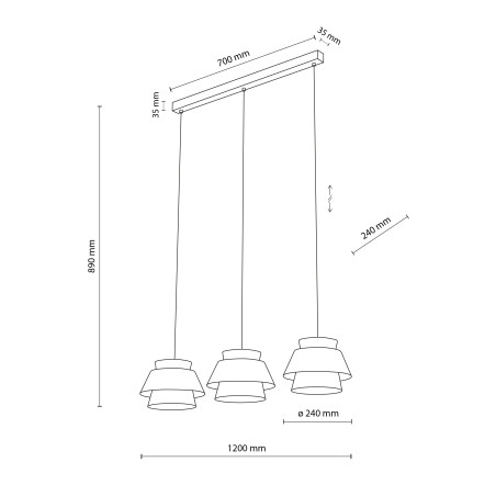 Kalum Len Lampa Wisząca 3Xe27 Tk Lighting