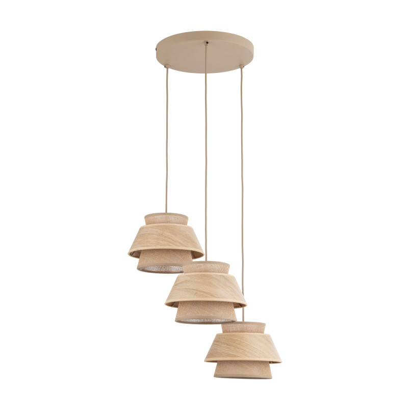 Kalum Wood Lampa Wisząca 3Xe27 Koło Tk Lighting