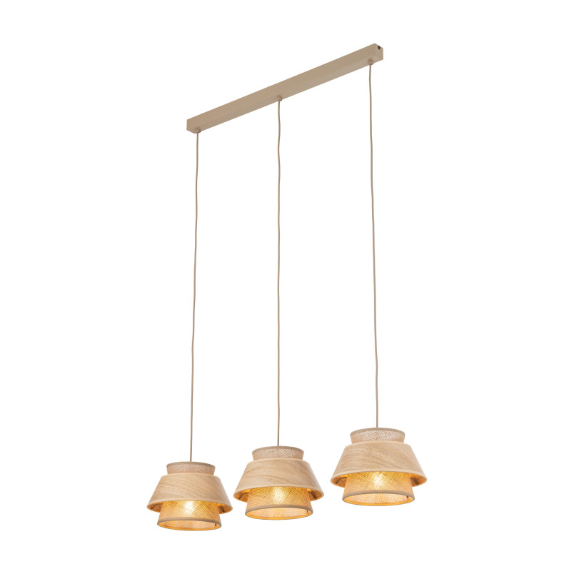 Kalum Wood Lampa Wisząca 3Xe27 Tk Lighting