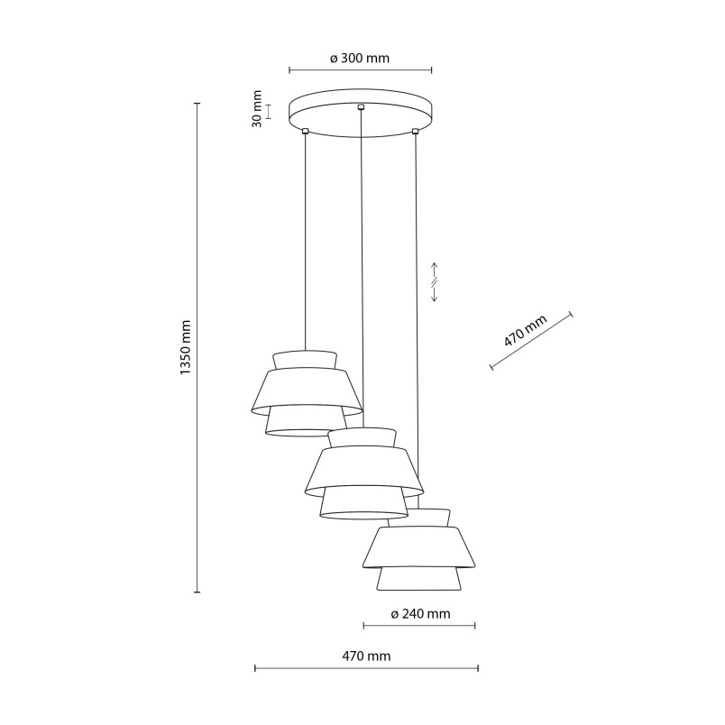 Kalum Len Lampa Wisząca 3Xe27 Koło Tk Lighting