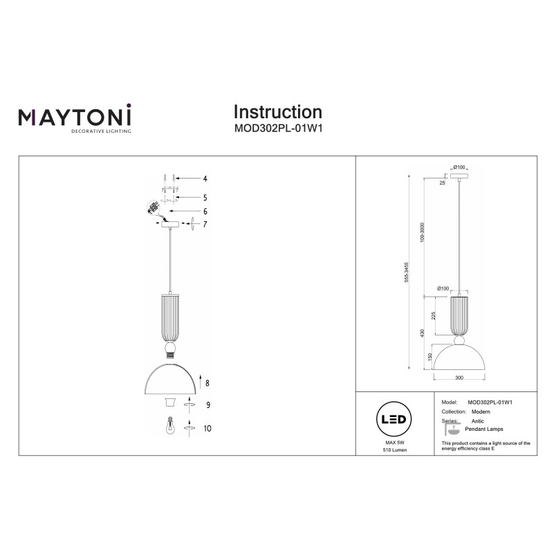 Lampa wisząca Antic Gold Maytoni