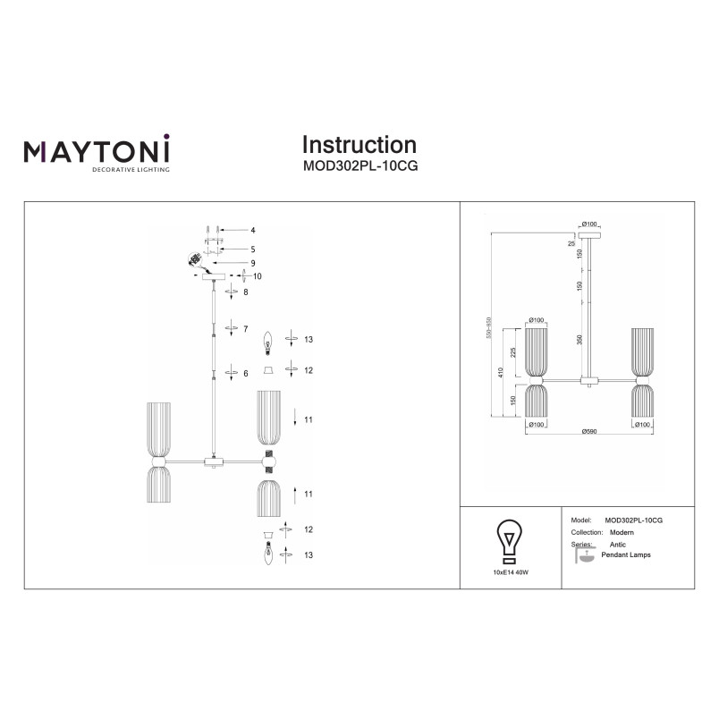 Lampa wisząca Antic Gold Maytoni