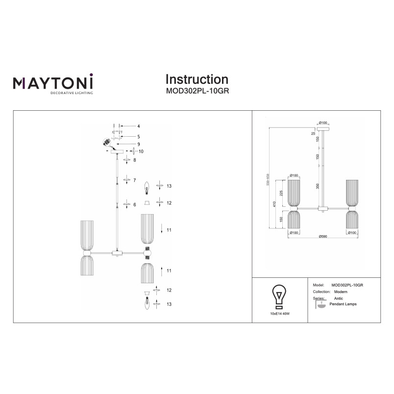 Lampa wisząca Antic Gold Maytoni