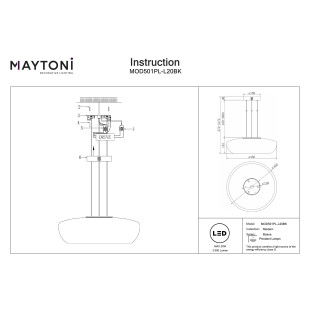 Lampa wisząca Bassa Black Maytoni