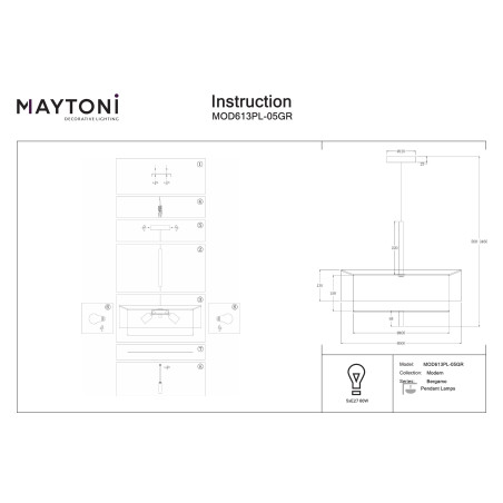 Lampa wisząca Bergamo Black Maytoni
