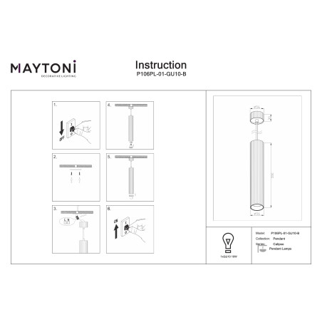 Lampa wisząca Calipso Black Maytoni
