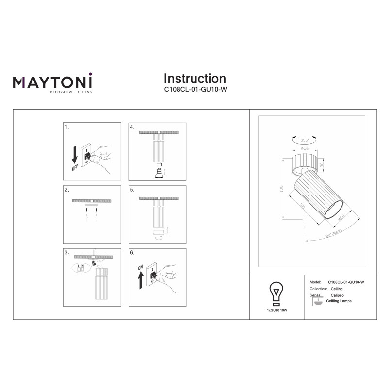 Plafon Calipso White Maytoni