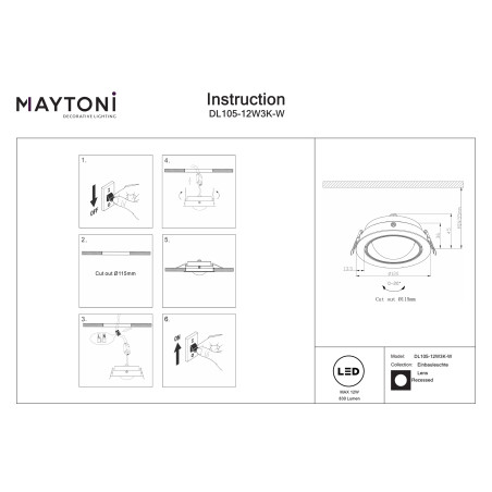 Recessed luminaire Lens White Maytoni