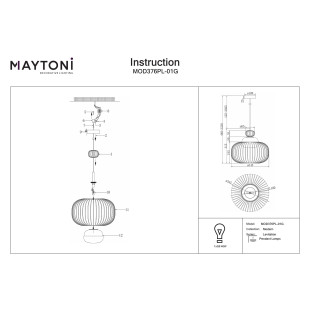 Lampa wisząca Levitation Brass Maytoni