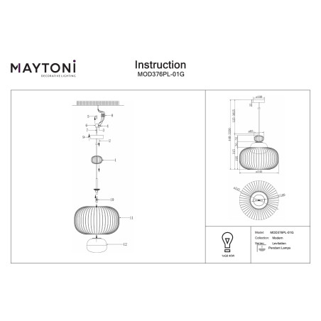 Lampa wisząca Levitation Brass Maytoni
