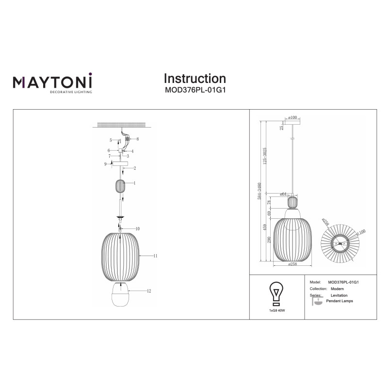 Lampa wisząca Levitation Brass Maytoni