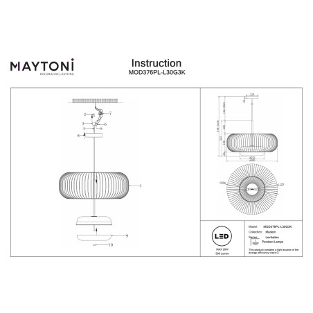 Lampa wisząca Levitation Brass Maytoni