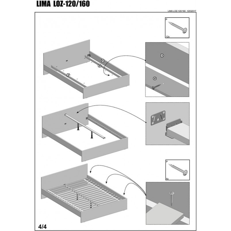 Łóżko 120x200 Lima dąb sonoma Halmar | Sklep meblowy