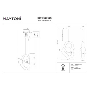 Lampa Wisząca Maytoni Opus Biała | Organiczny Styl Japandi