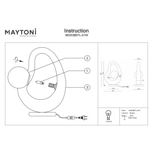 Lampa Stołowa Maytoni Opus White | Biała Organiczna Forma Japandi