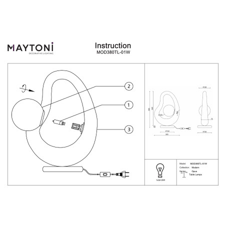 Lampa Stołowa Maytoni Opus White | Biała Organiczna Forma Japandi