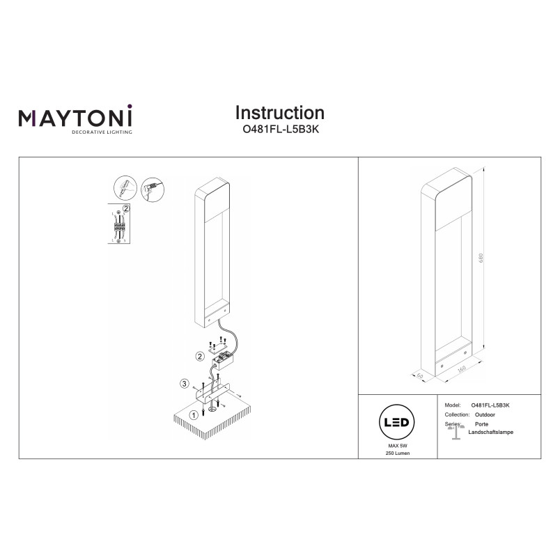 Landscape luminaire Porte Black Maytoni