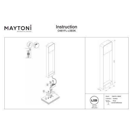 Landscape luminaire Porte Black Maytoni