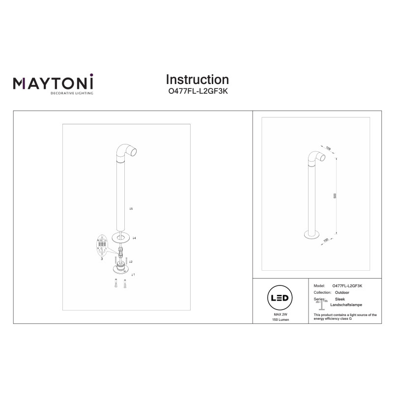 Landscape luminaire Sleek Graphite Maytoni