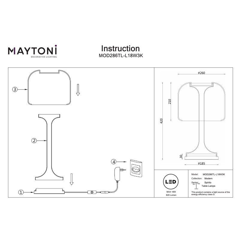 Lampa stołowa Spirito White Maytoni
