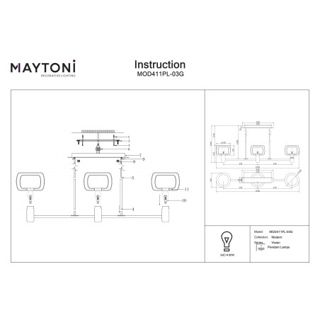 Lampa wisząca Vision Gold Maytoni