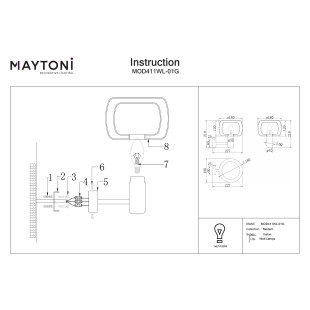 Kinkiet Vision Gold Maytoni