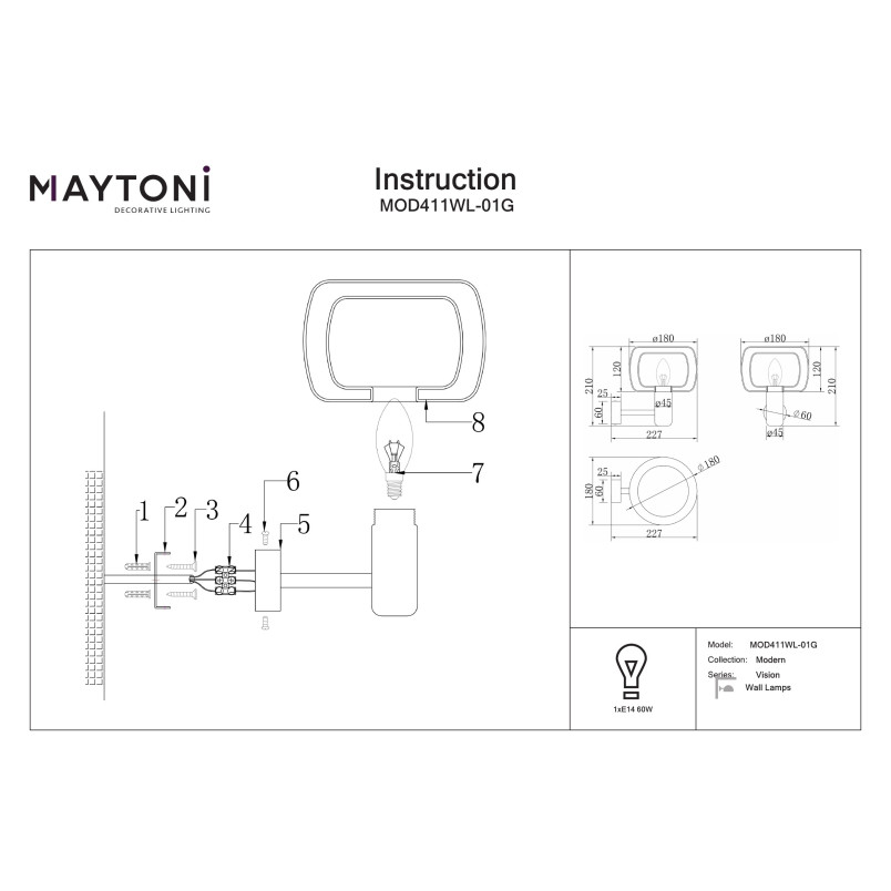 Kinkiet Vision Gold Maytoni