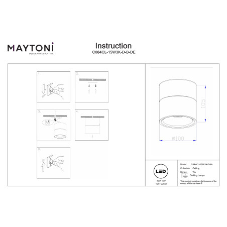 Plafon Yin Black Maytoni