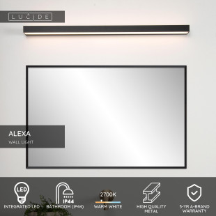 ALEXA Kinkiet łazienkowy LED 1x13W 3000K IP44 Czarny Lucide