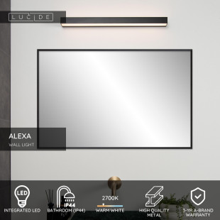 ALEXA Kinkiet łazienkowy LED 1x8W 3000K IP44 Czarny Lucide