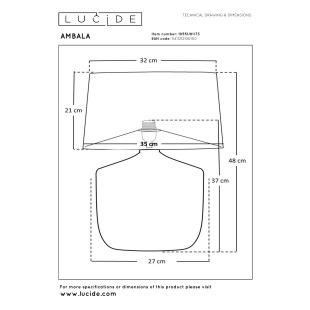 AMBALA Table lamp 1xE27 Natural Lucide