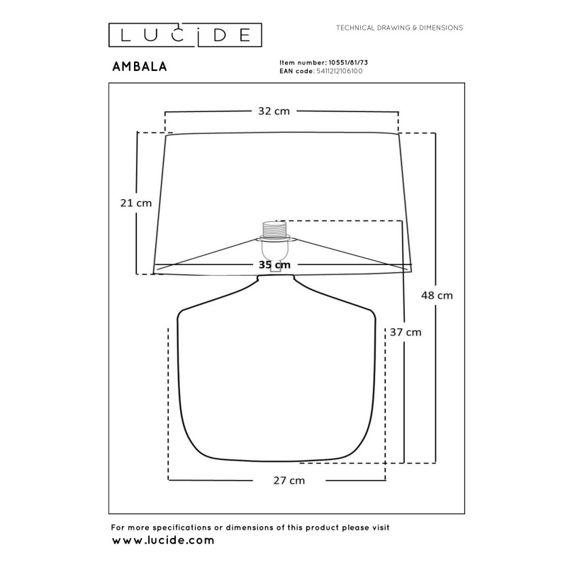 AMBALA Table lamp 1xE27 Natural Lucide