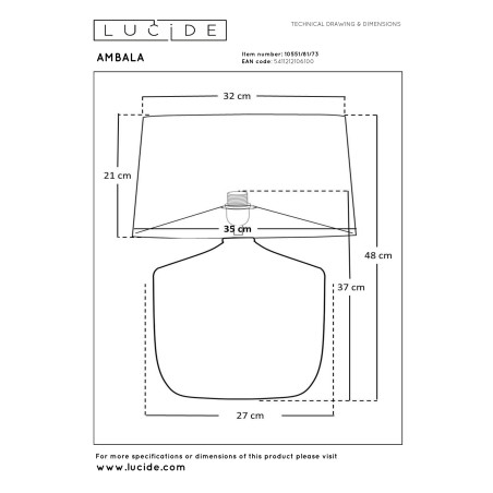AMBALA Table lamp 1xE27 Natural Lucide