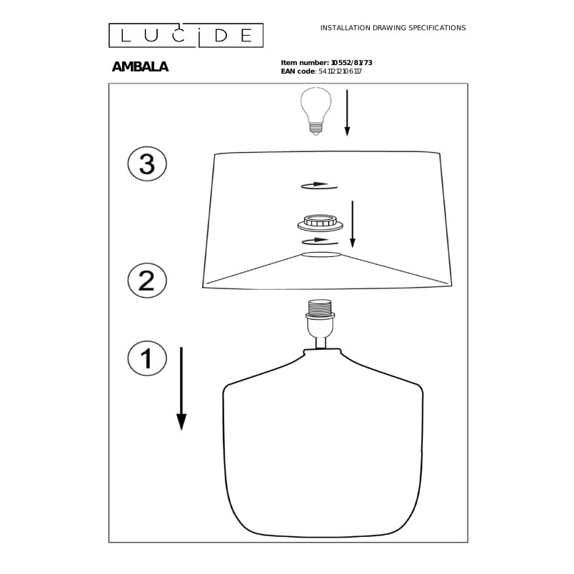 AMBALA Table lamp 1xE27 Natural Lucide