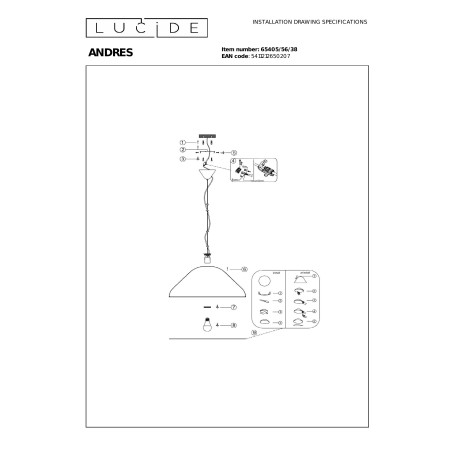 ANDRES Pendant light D 56 cm 1xE27 Cream Vibes Lucide