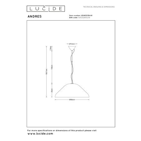 ANDRES Pendant light D 56 cm 1xE27 Taupe Vibes Lucide