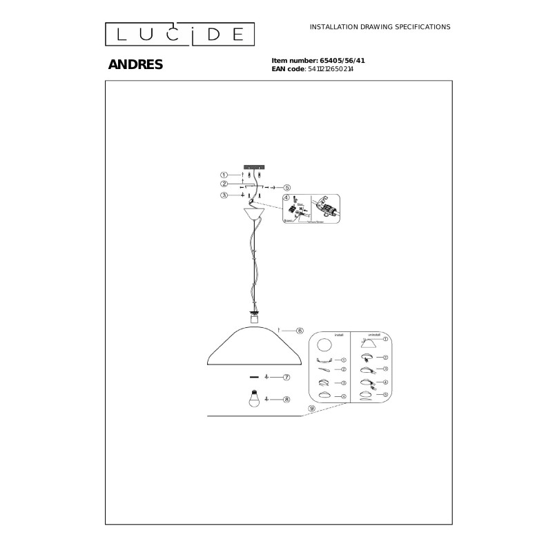 ANDRES Pendant light D 56 cm 1xE27 Taupe Vibes Lucide