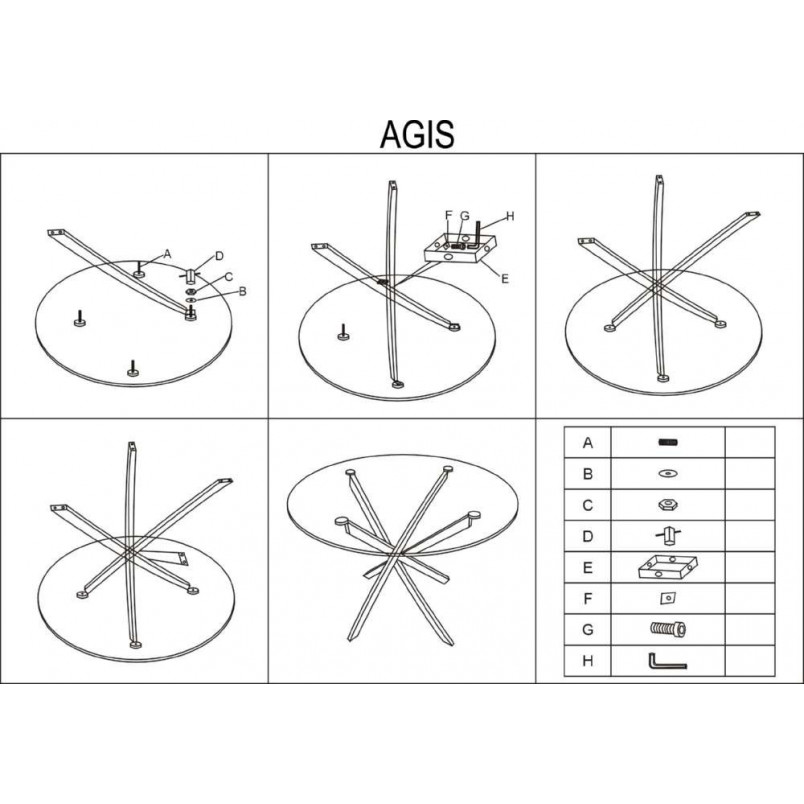 Stół szklany okrągły Agis 90cm Signal - Elegancki design