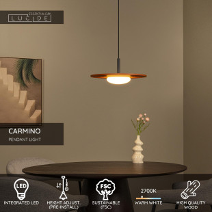 Lampa wisząca z płaskim kloszem Carmino LED 3000K 38,7cm terracotta Essential Lucide