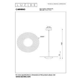 Lampa wisząca z płaskim kloszem Carmino LED 3000K 38,7cm terracotta Essential Lucide