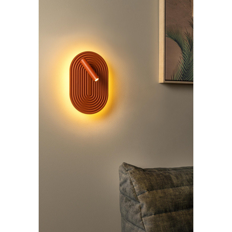 Kinkiet owalny ryflowany z reflektorkiem Carmino LED 27000K terracotta Essential Lucide