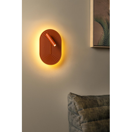 Kinkiet owalny ryflowany z reflektorkiem Carmino LED 27000K terracotta Essential Lucide