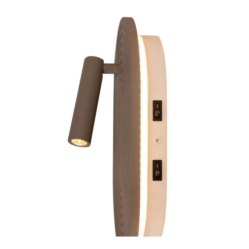 Kinkiet owalny ryflowany z reflektorkiem Carmino LED 27000K taupe Essential Lucide