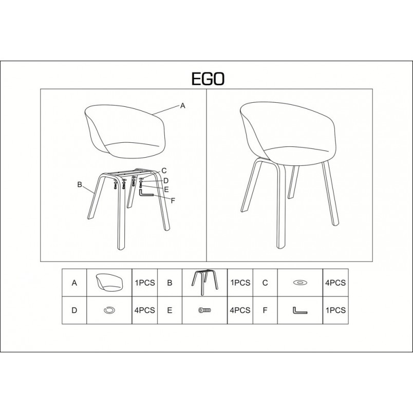 Krzesło kubełkowe Ego Signal - Skandynawski Design, Białe/Dąb