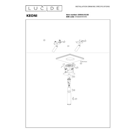 KEONI Ceiling spotlight D8 cm LED 1xG9 Black  (Essential) Lucide