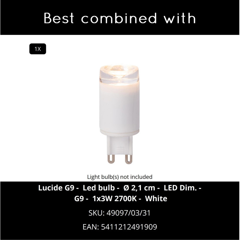 KEONI Ceiling spotlight D8 cm LED 1xG9 White  (Essential) Lucide