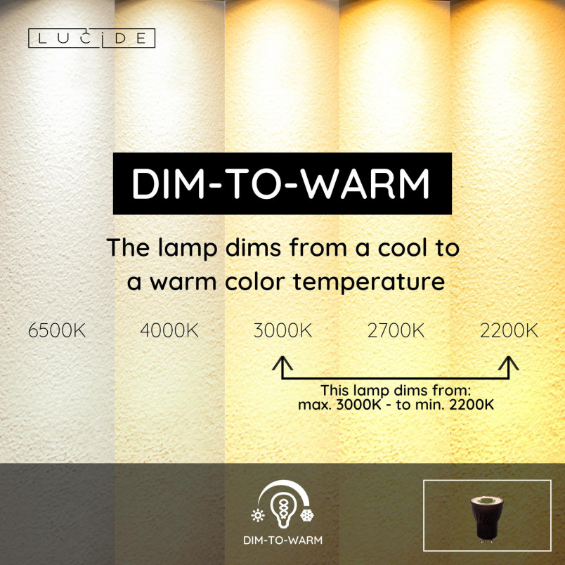 MR11 Led bulb Ø 3,5 cm LED Dim to warm GU10 1x4W 2200K/3000K Black Lucide